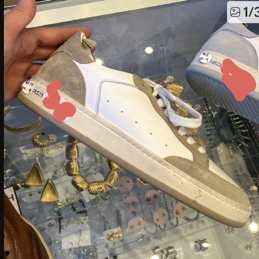 nib $597 Officine Creative White and Gray Athletic Shoes